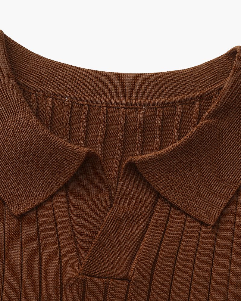 Premium Ribbed Polo  Brown