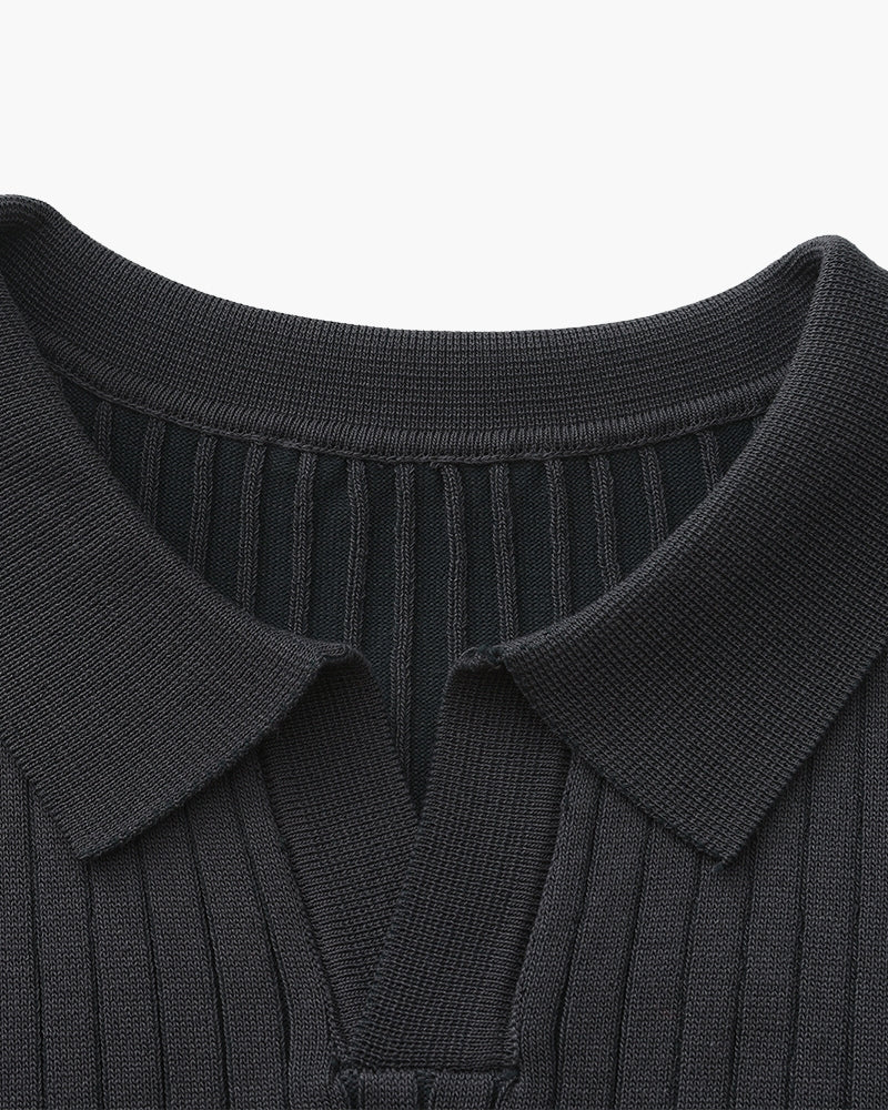 Premium Ribbed Polo Black