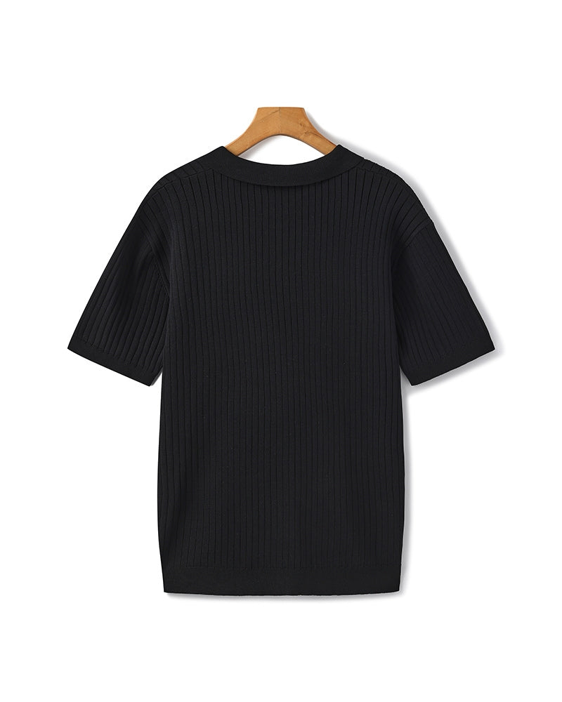 Premium Ribbed Polo Black