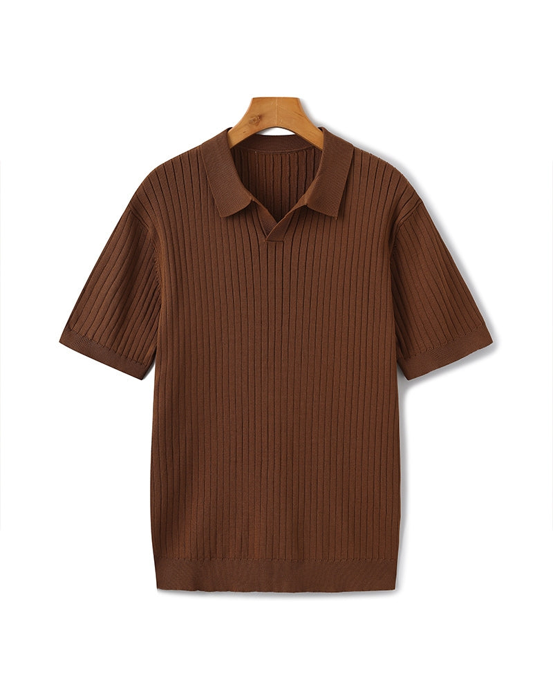Premium Ribbed Polo  Brown
