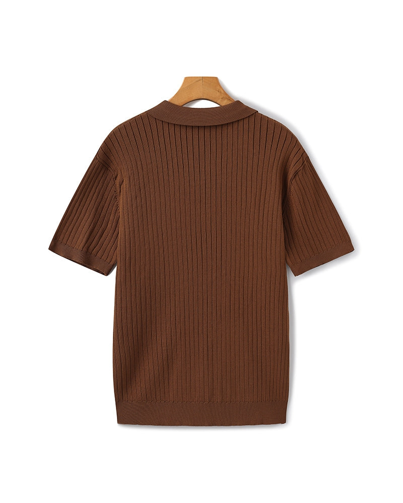 Premium Ribbed Polo  Brown