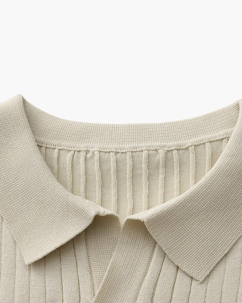 Ribbed Polo Beige