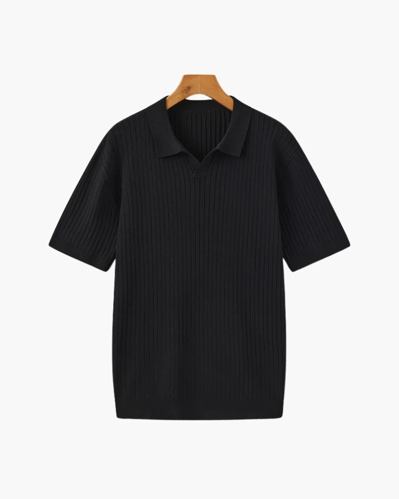 Premium Ribbed Polo Black